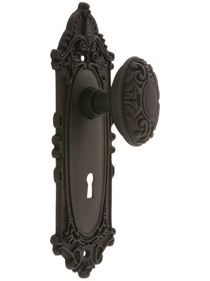 Largo Design Mortise Lock Set With Decorative Oval Knobs in Oil Rubbed Bronze.